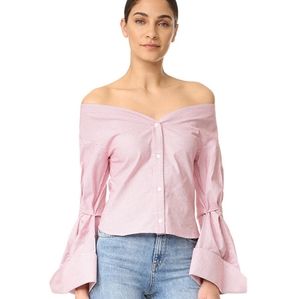 JACQUEMUS Chemise Epaules Nues Red +White Like New